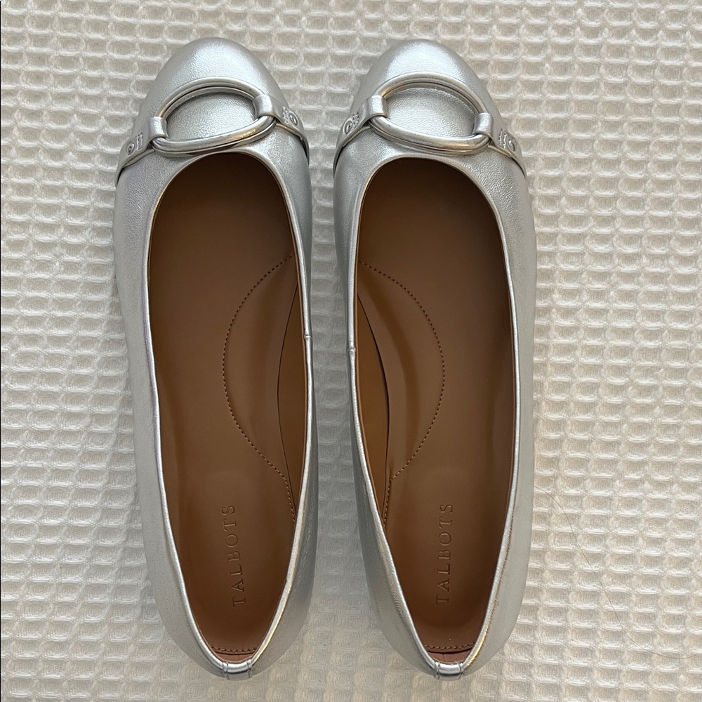 Talbots Metallic Silver Flats